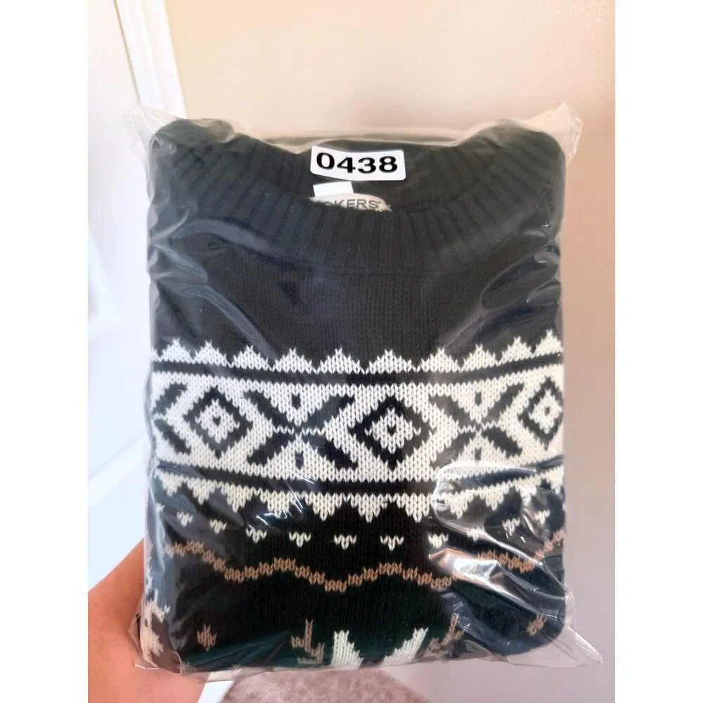 Dockers XL Green Reindeer‎ Snowflake Cotton Sweater